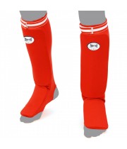 "Muay Thai" Защита Голени Эластичный Хлопок Тайский Бокс Красный