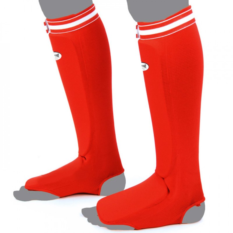 "Muay Thai" Защита Голени Эластичный Хлопок Тайский Бокс Красный