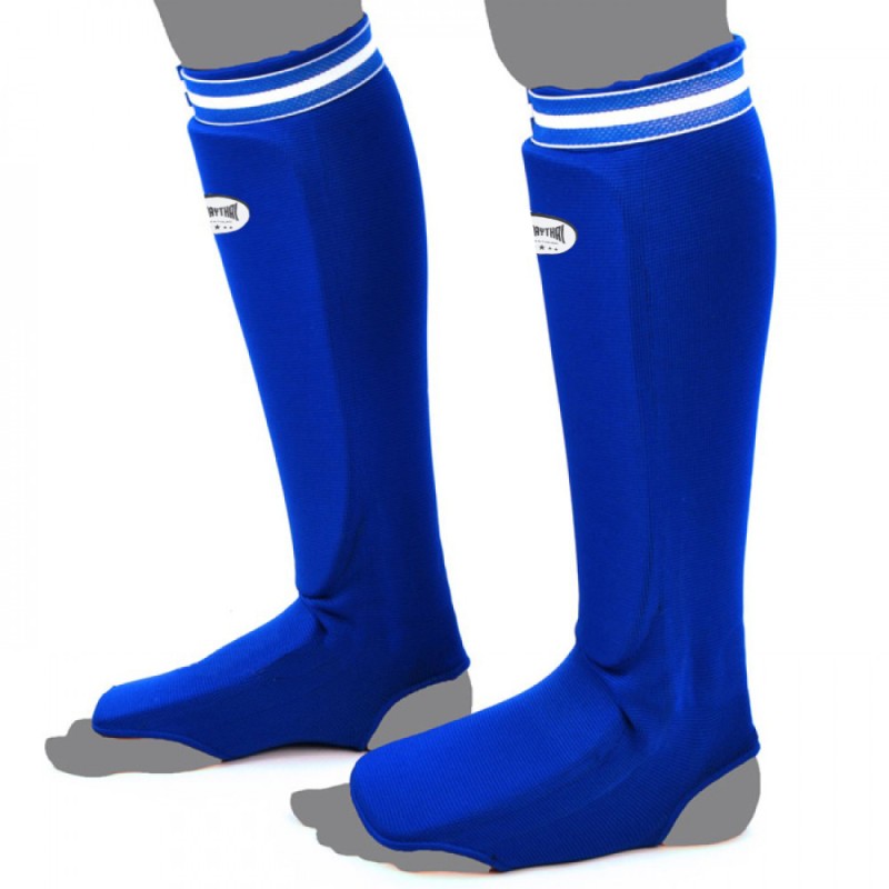 "Muay Thai" Защита Голени Эластичный Хлопок Тайский Бокс Синий