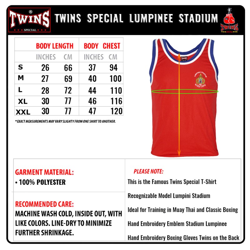Twins Special TSL1 Майка Тайский бокс Стадион Лумпини Lumpinee Красная