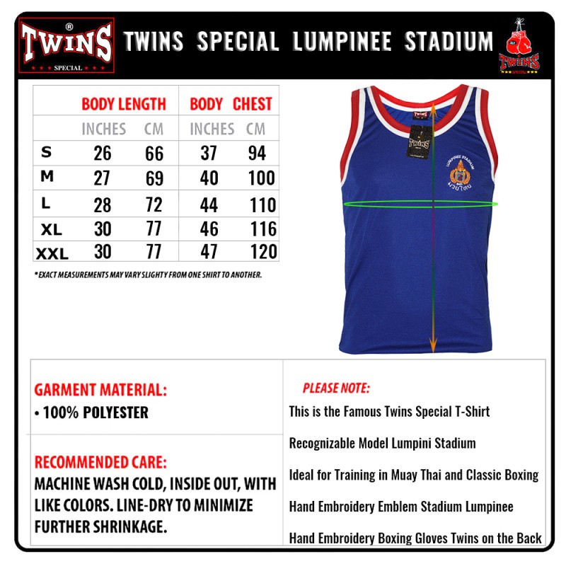 Twins Special TSL1 Майка Тайский бокс Стадион Лумпини Lumpinee Синяя
