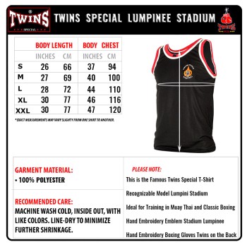 Twins Special TSL1 Майка Тайский бокс Стадион Лумпини Lumpinee Черная