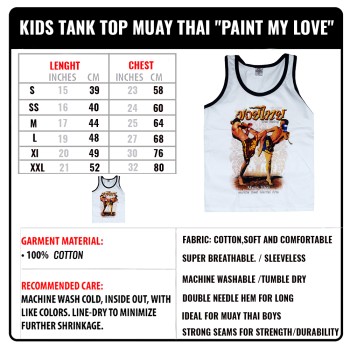 Детская Майка Тайский Бокс Тренировочная Хлопок "Classic Muay Thai" White Blue 01