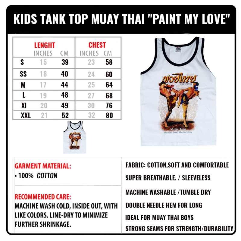 Детская Майка Тайский Бокс Тренировочная Хлопок "Classic Muay Thai" White Blue 01