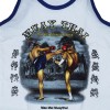 Детская Майка Тайский Бокс Тренировочная Хлопок "Classic Muay Thai" White Blue 01