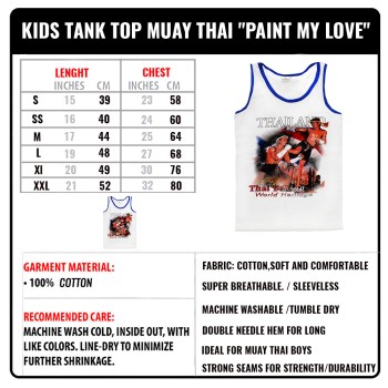 Детская Майка Тайский Бокс Тренировочная Хлопок "Classic Muay Thai" White Blue 01