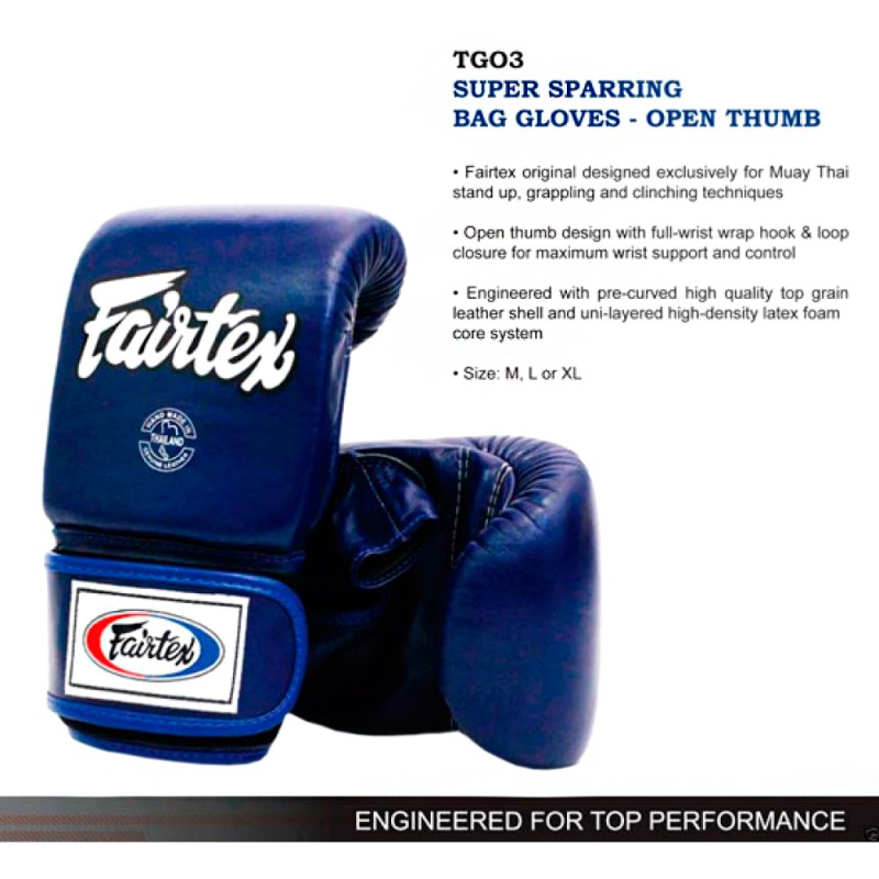 Fairtex TGO3 Снарядные Перчатки Открытый Большой Палец Синие