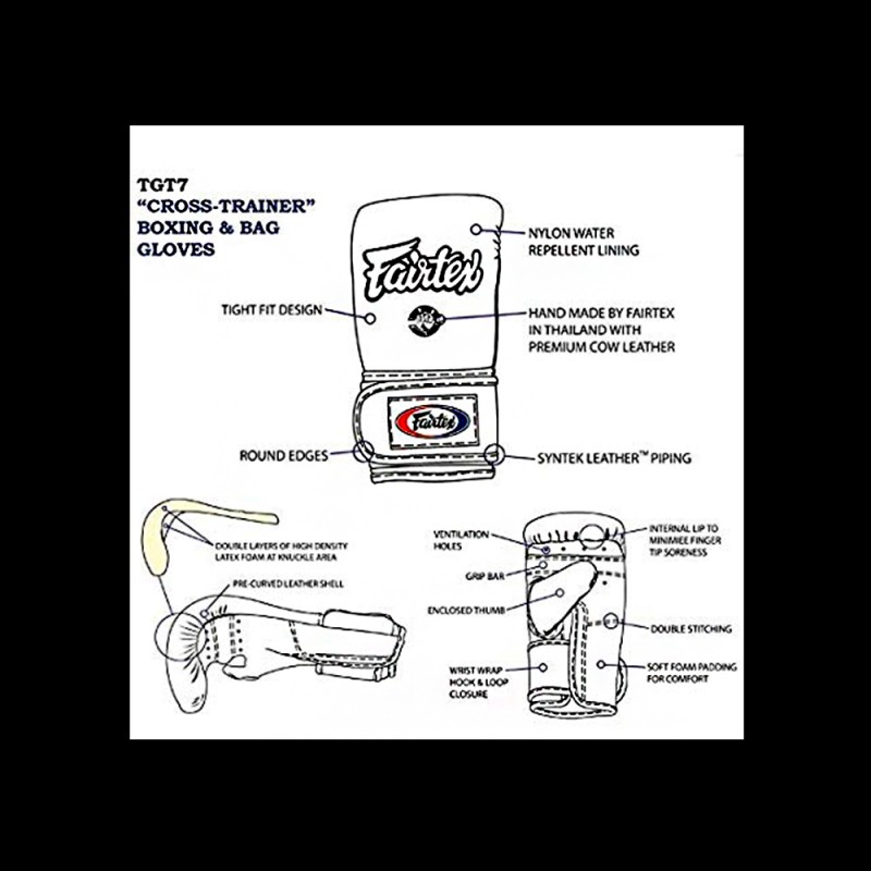 Fairtex TGT7 Снарядные Перчатки Закрытый Большой Палец Черные