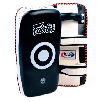 Fairtex KPLC3 Пады Тайский Бокс "Extra Thick Curved Kick Pads" Черно-Белый