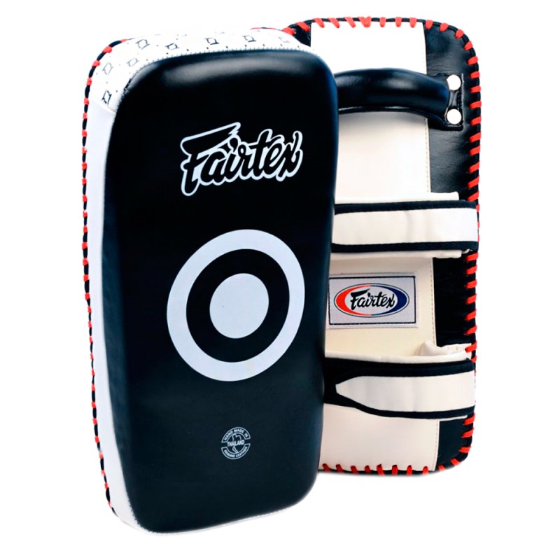 Fairtex KPLC3 Пады Тайский Бокс "Extra Thick Curved Kick Pads" Черно-Белый