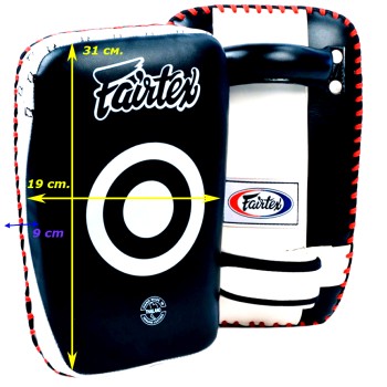 Fairtex KPLC1 Пады Тайский Бокс "Small Curved Kick Pads" Черно-Белый