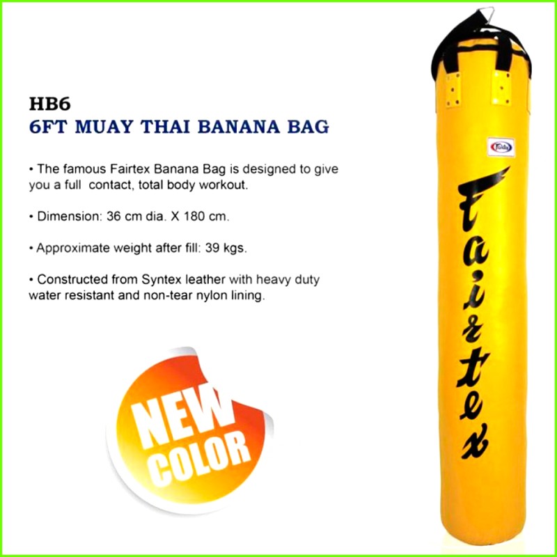 Fairtex HB6 Мешок Боксерский Тайский Банан "Muay Thai Banana Bag" Желтый