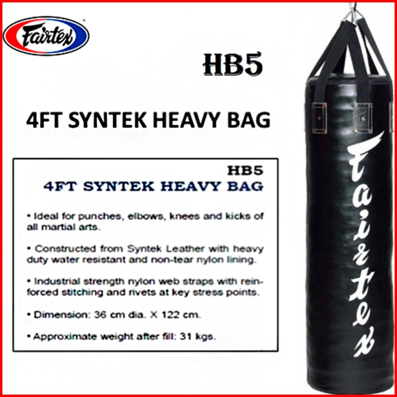 Fairtex HB5 Мешок Боксерский Тайский Бокс "4FT Syntek Heavy Bag" Черный