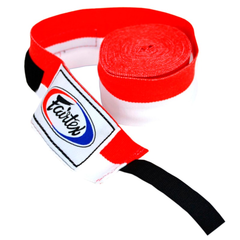 Fairtex HW2 Бинты Боксерские Тайский Бокс Оранжевые Красно-Белые