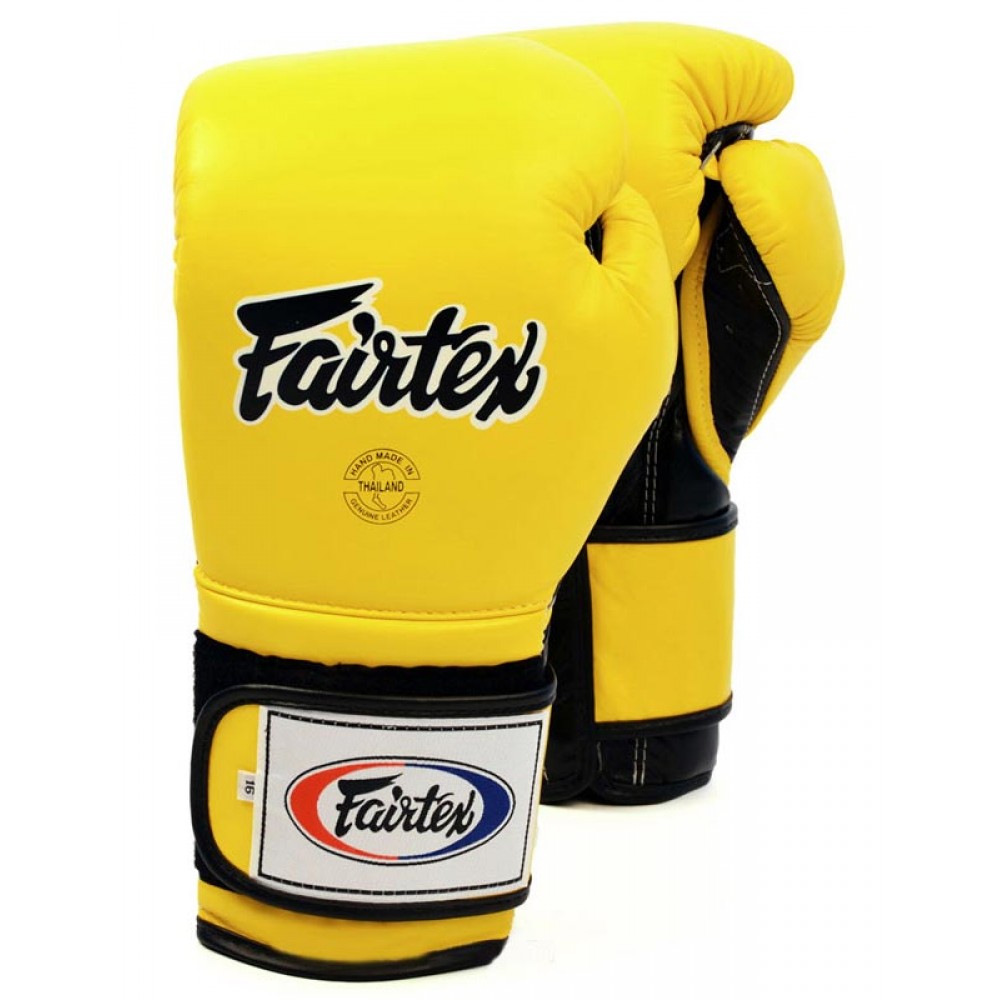 Fairtex BGV9 Боксерские Перчатки Мексиканский Стиль "Heavy Hitter's" Желто-Черные