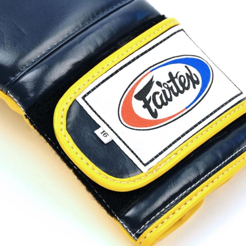 Fairtex BGV9 Боксерские Перчатки Мексиканский Стиль "Heavy Hitter's" Синие-Желтые