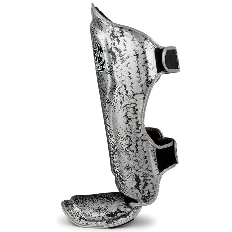 Top King TKSGSS-02 Защита Голени Тайский Бокс "Super Snake" Серебро (Черное)