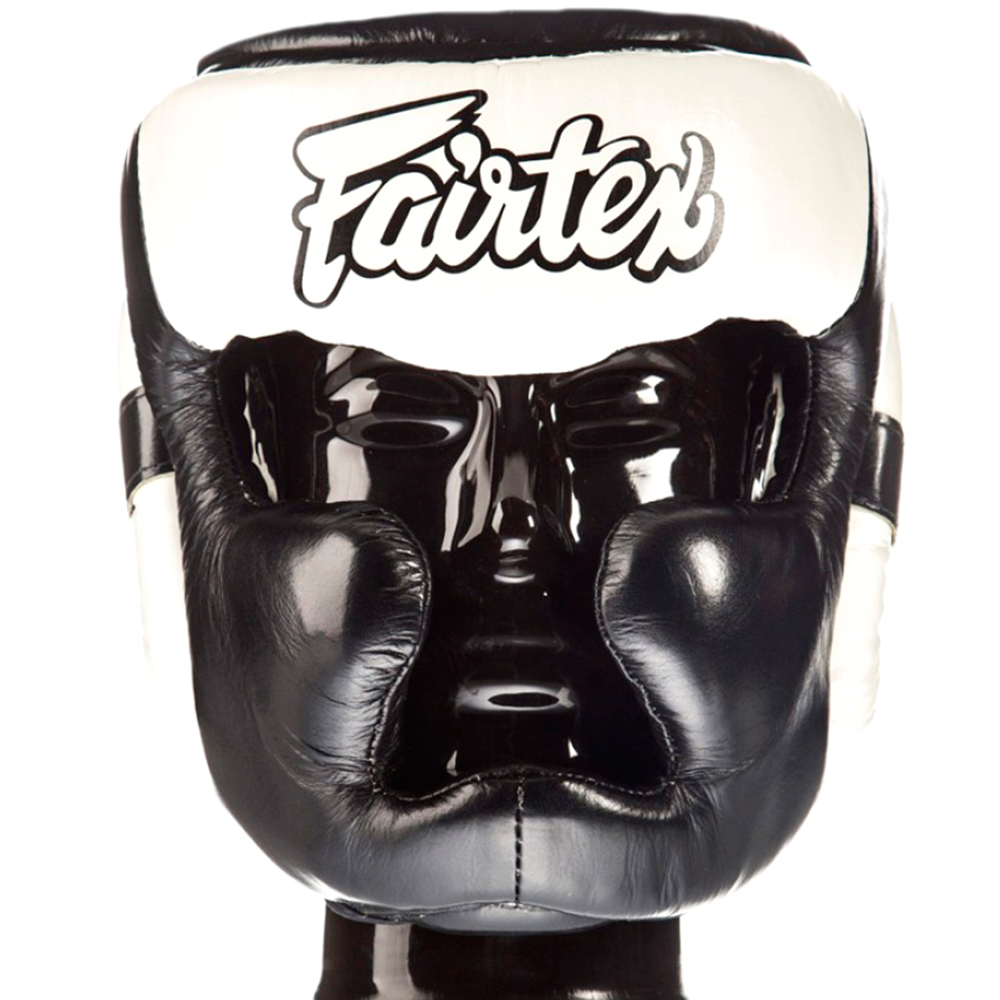 Fairtex HG13 Боксерский Шлем Тайский Бокс "Diagonal Vision Sparring" Черно-Белый