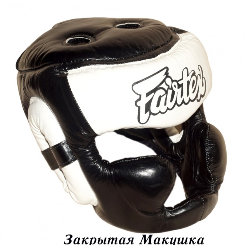 Fairtex HG13 Боксерский Шлем Тайский Бокс "Diagonal Vision Sparring" Черно-Белый