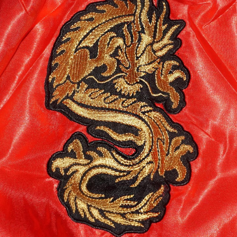 Детские Шорты Тайский Бокс "Thaiboxing" Дракон Красные с Золотом