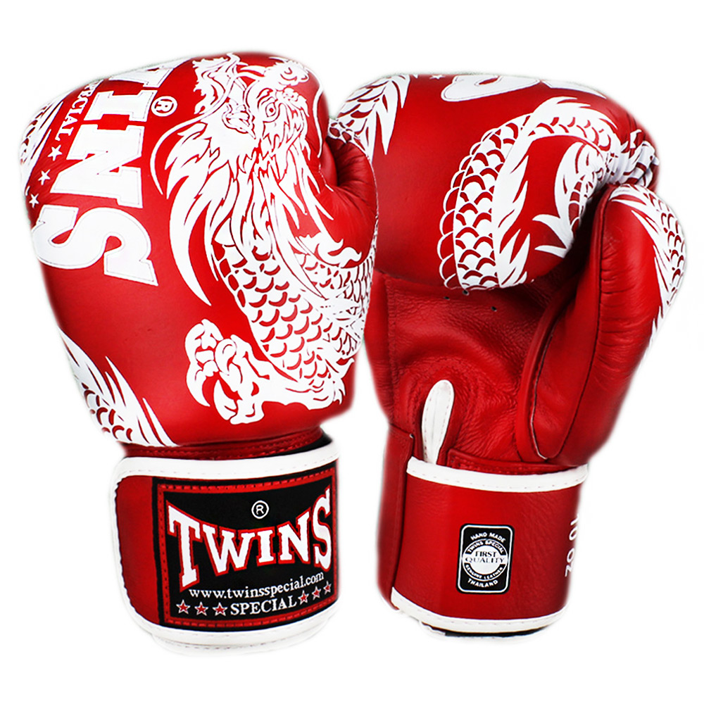 Twins Special FBGVL3-49 Боксерские Перчатки Тайский Бокс "Dragon" Красно-Белые