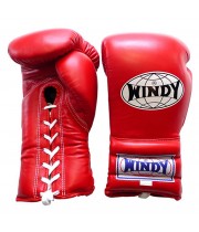 Windy "Pro Boxing Series" Боксерские Перчатки Тайский Бокс Шнурки Красные