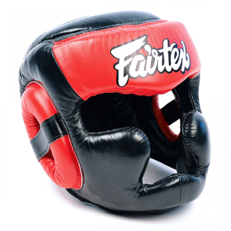 Fairtex HG13 Боксерский Шлем Тайский Бокс "Diagonal Vision Sparring" Черно-Красный