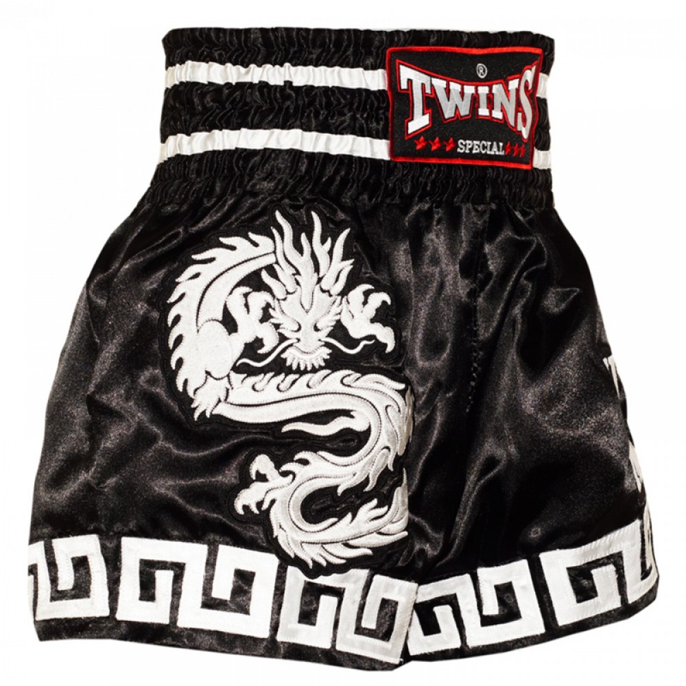 Тайские шорты недорого  Twins Special Dragon Black-White