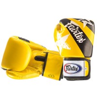 Fairtex BGV1 Боксерские Перчатки Тайский Бокс "Nation Print" Желтые