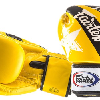 Fairtex BGV1 Боксерские Перчатки Тайский Бокс "Nation Print" Желтые