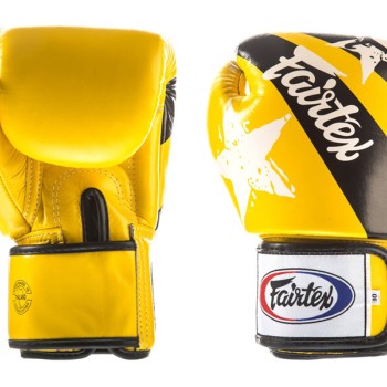Fairtex BGV1 Боксерские Перчатки Тайский Бокс "Nation Print" Желтые